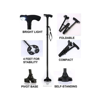 Trusty Cane Canne de Marche avec Lampe LED