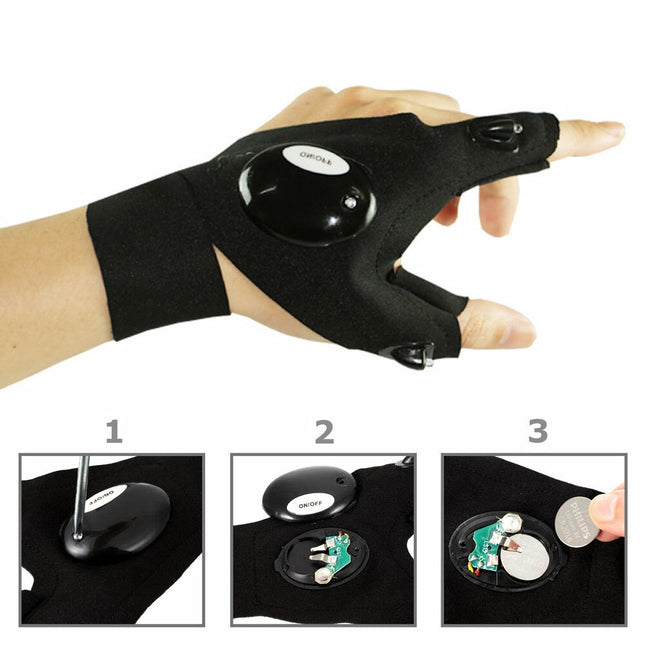 Gants de Lampe de poche Lumineux de pêche avec 2 lampes